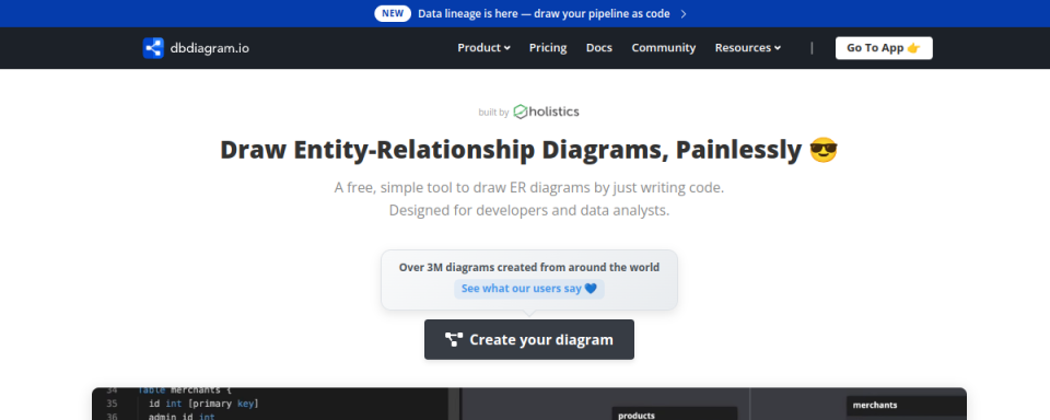 Preview of dbdiagram.io